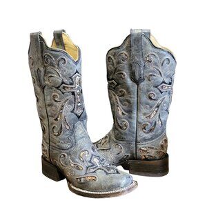 Corral Genuine Leather Women's Size 6½ Medium Grey Sequin Cross Roping Fashion